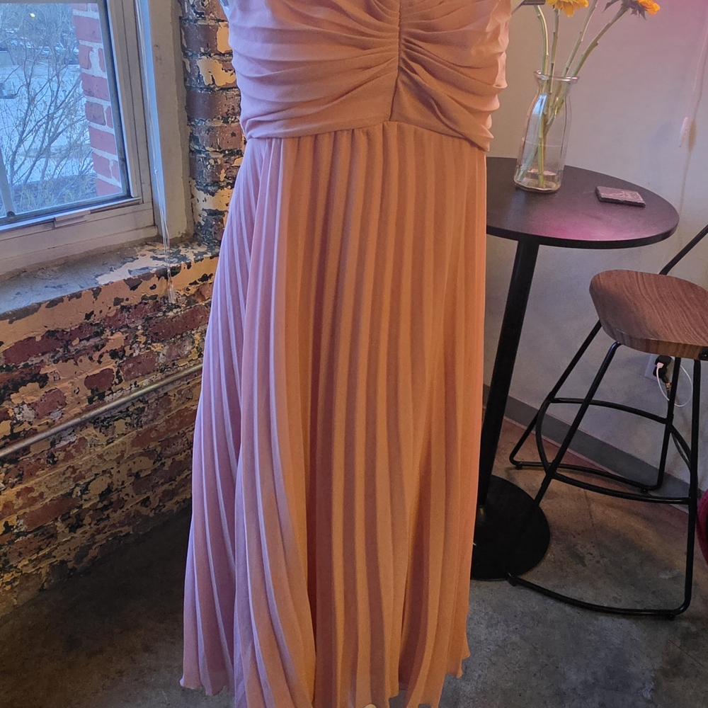 ASOS Pink Backless Pleated Maxi Dress
